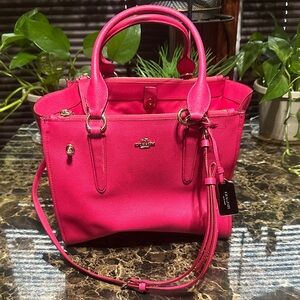 Coach Bright Pink Saffiano Leather Satchel